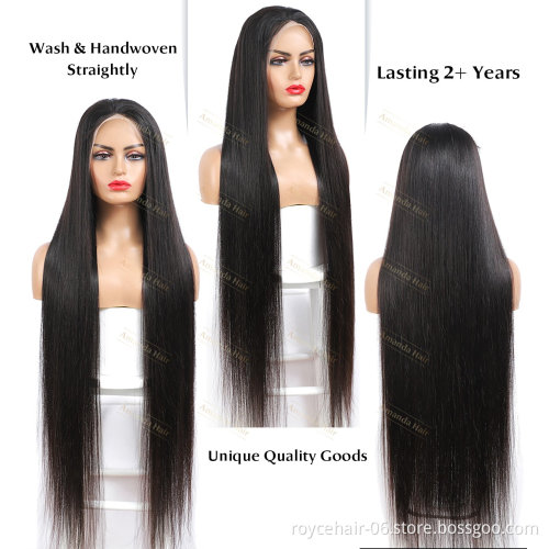 40 Inch Long HD  Glue less Swiss Transparent Lace Frontal Wig wholesale Vendors, Raw Virgin 100% Human Hair Wigs for Black Women